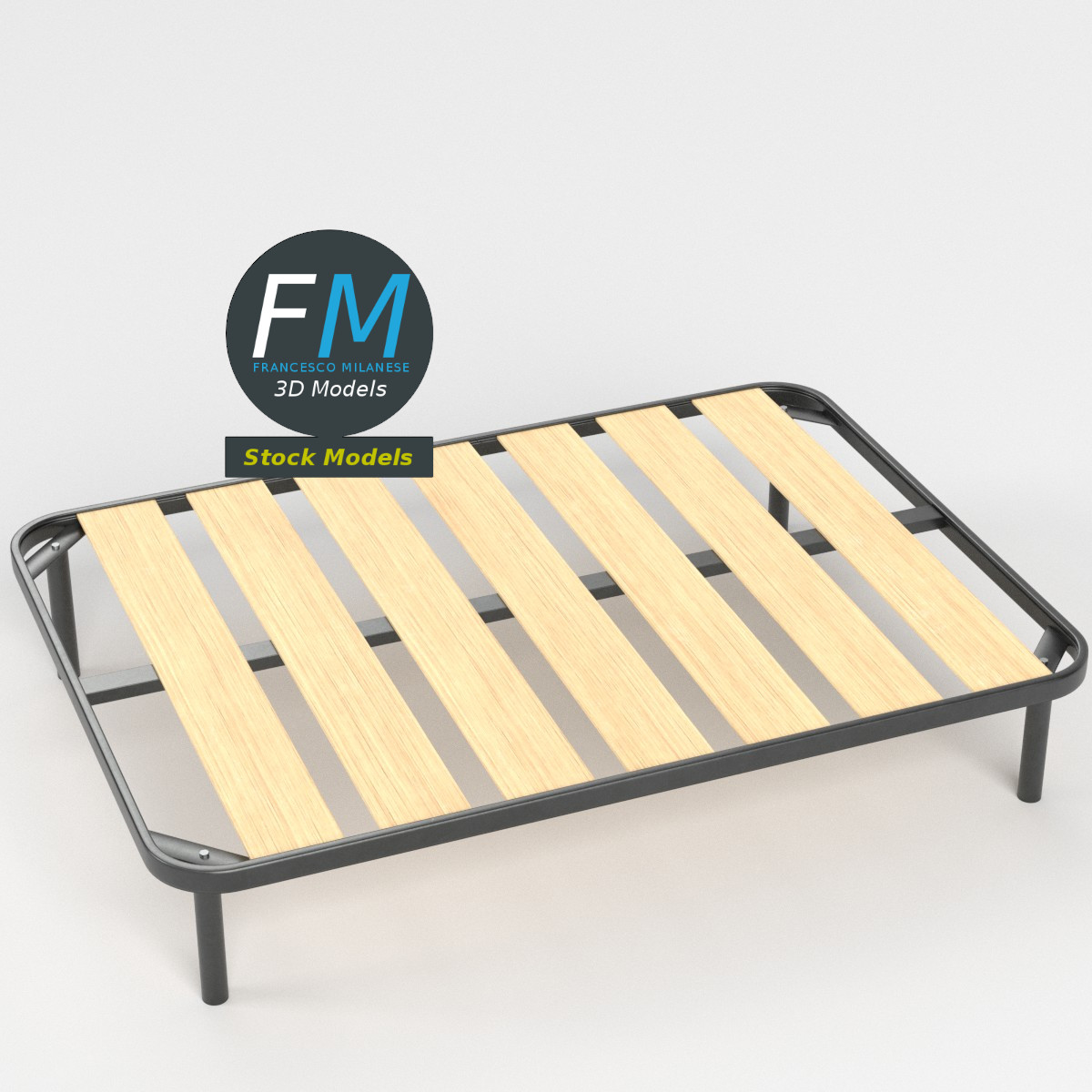 Full size bed frame with large slats by 3DOcean