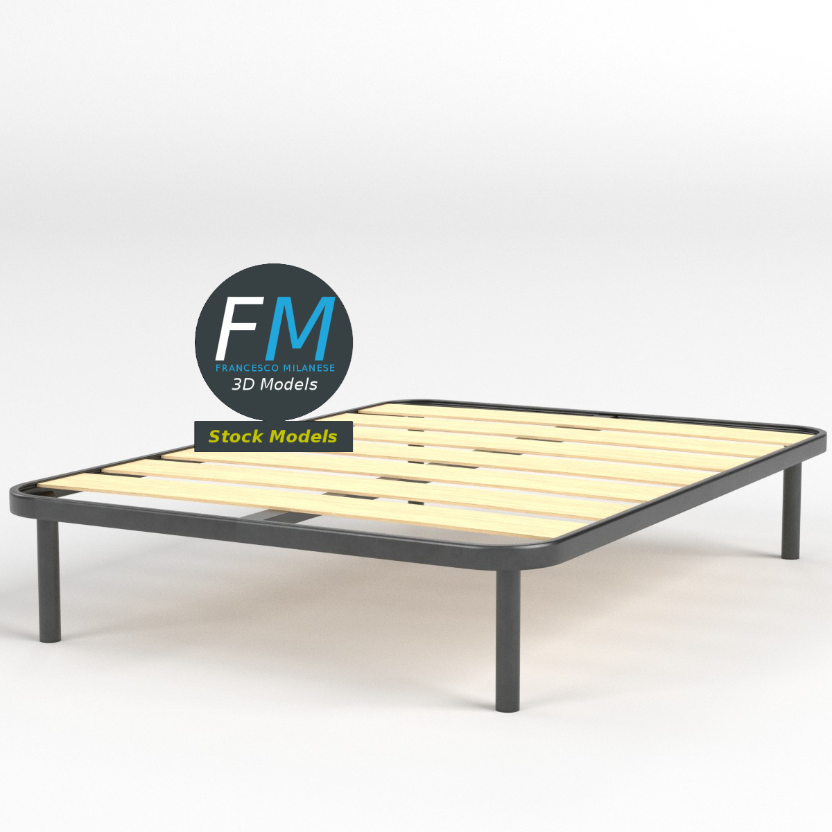 Full size bed frame with large slats by 3DOcean