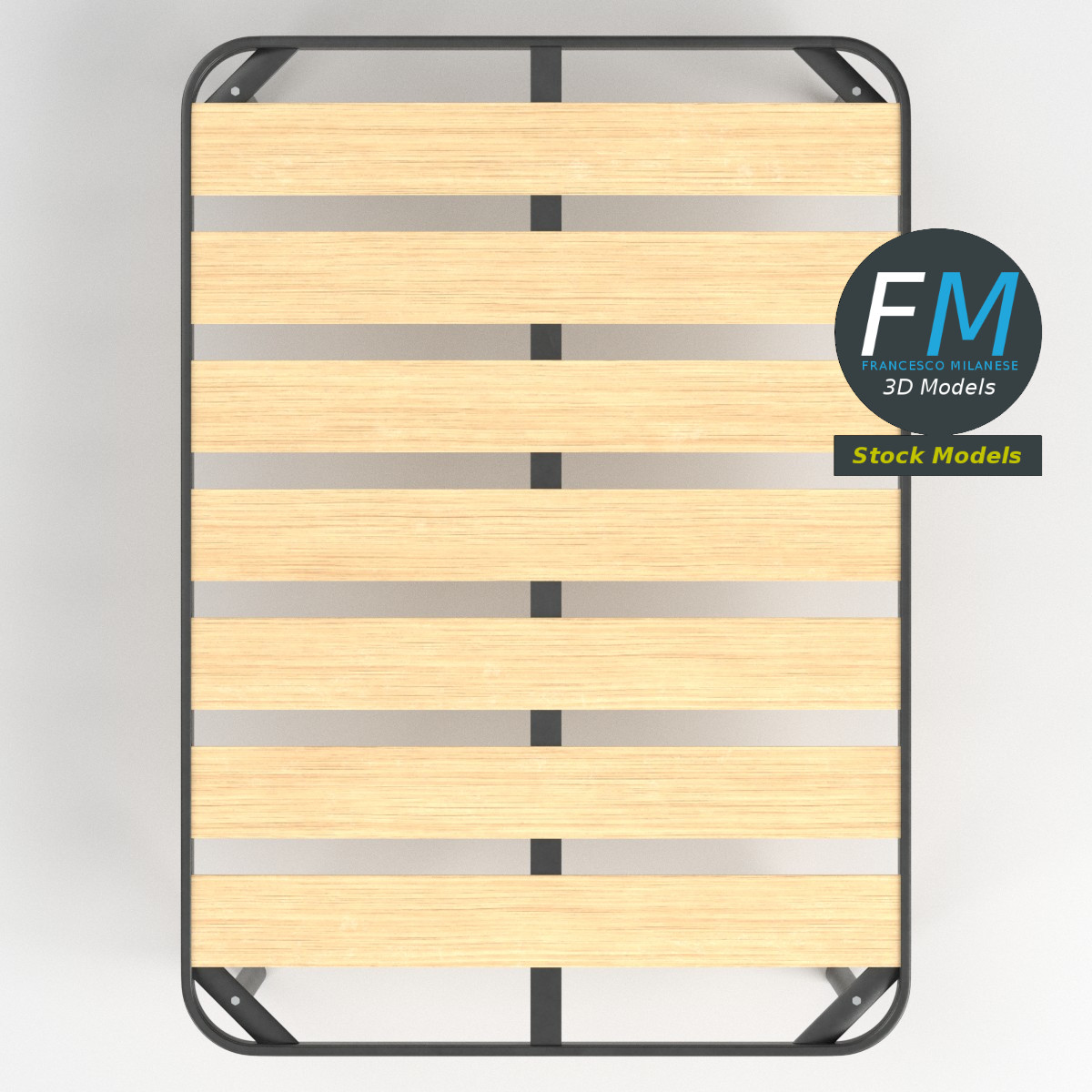 Full size bed frame with large slats by 3DOcean