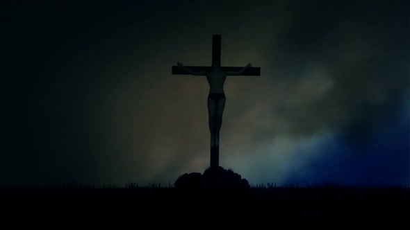 Man Nailed To A Cross In Roman Crucifixion Under A Storm Motion Graphics 0715