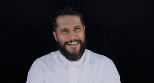 An Arab Young man appears with different emotions faces - black background