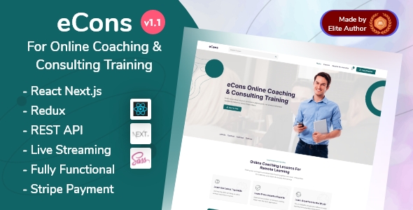 eCons - Online Coaching & Consulting React Next.js LMS