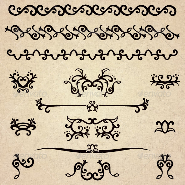 Flourishes 01 - Design Elements - Tattoos Vectors