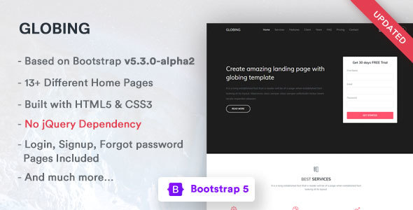 Globing - Bootstrap 5 Landing Page Template