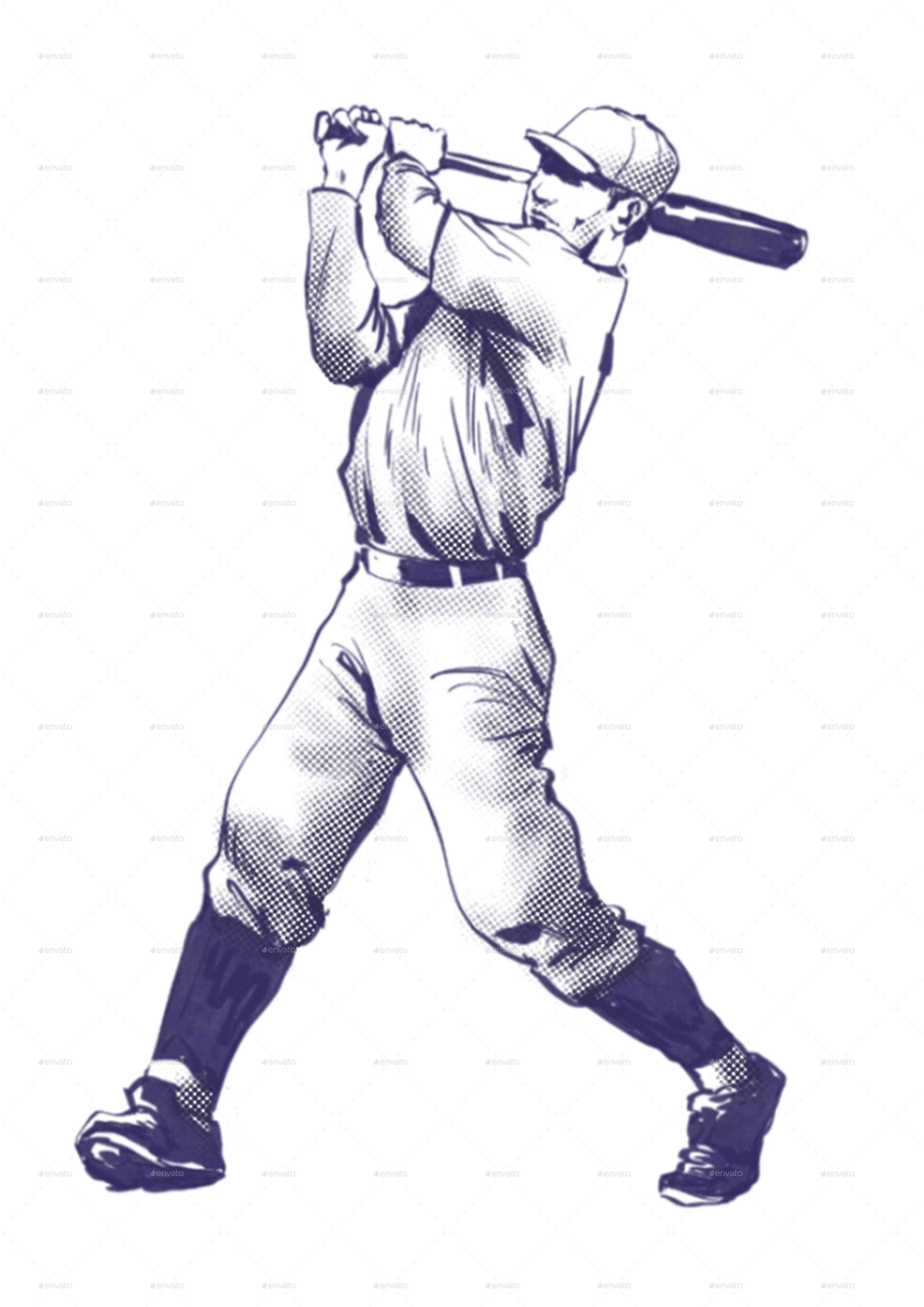 Vintage baseball player png illustration