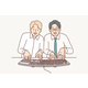 Two Man Computer Geeks Use Keyboard to Type Code