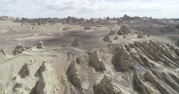 Aerial view of yardang landform landscape in west of china alt