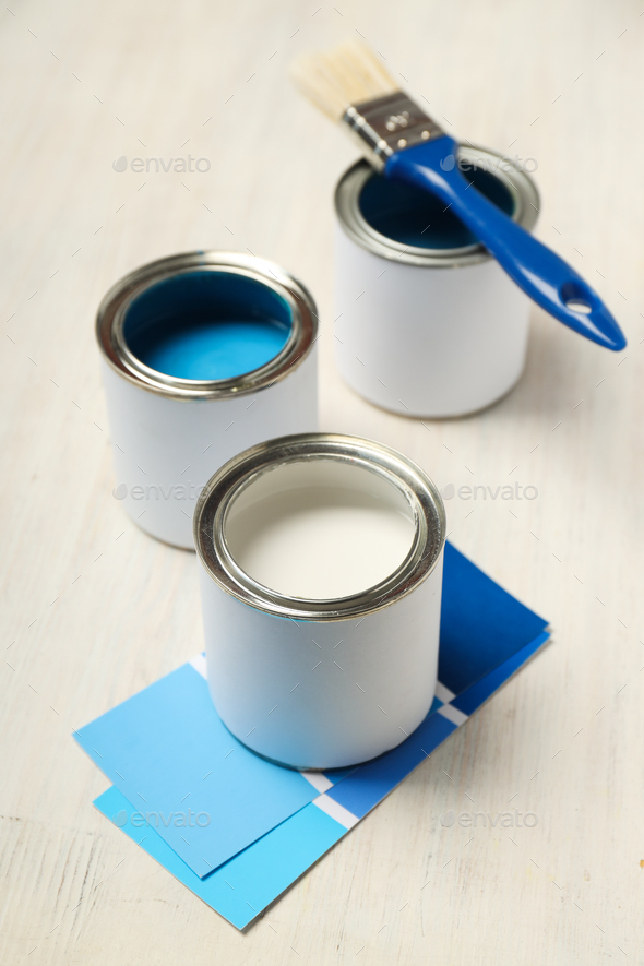 Tools for art and repairing paint, paint in can Stock Photo by