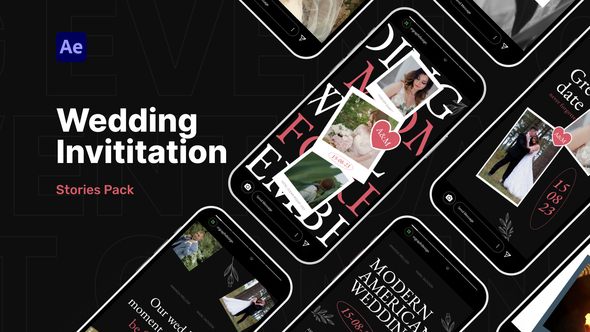 Wedding Invitation Stories Pack Video Display After Effect Template alt