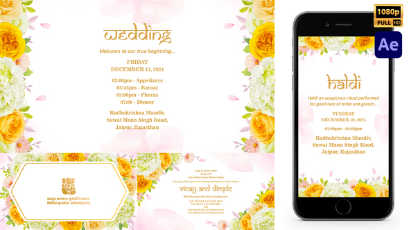Indian Floral Wedding Invitation Style 01