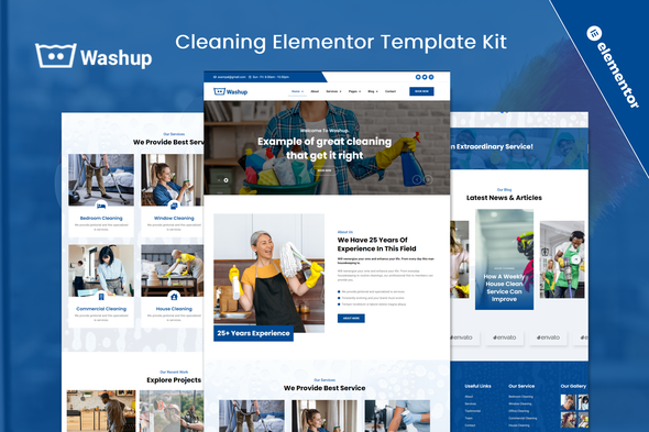 Washup- Cleaning Services Elementor Template Kit