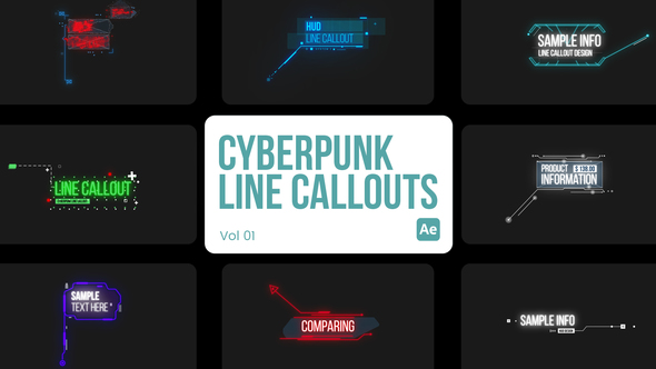 Cyberpunk Line Callouts for After Effects Titles template preview
