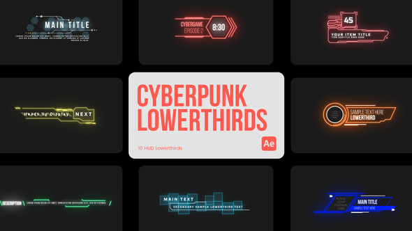 Cyberpunk Lowerthirds for After Effects Titles template preview