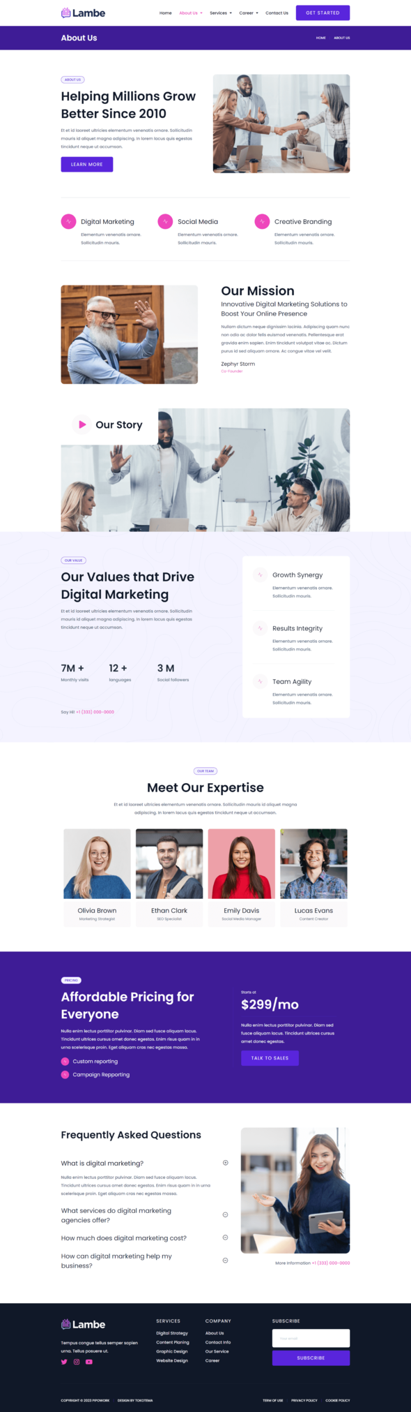 Lambe - Digital Marketing Agency Elementor Template Kits