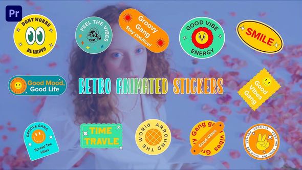 Premiere Pro Retro Animated  Stickers
