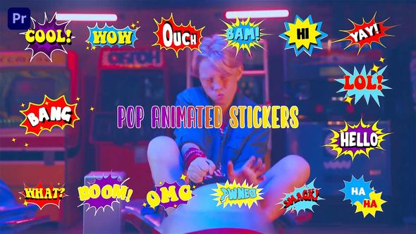 Animated Premiere Pro Pop Stickers Template