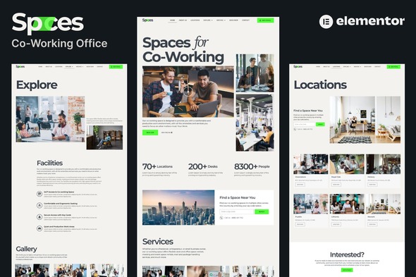 Spaces - Co-Working Elementor Pro Template Kit