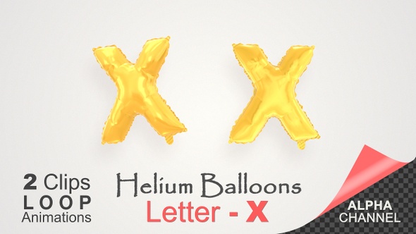 Helium Gold Balloons With Letter – X