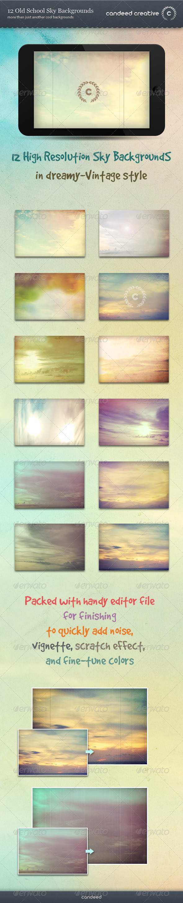 12 Old School Sky Backgrounds - Backgrounds Graphics