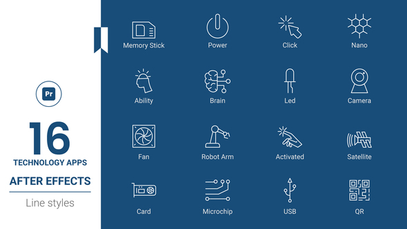 Technology Apps Line icons Pack - MORGRT