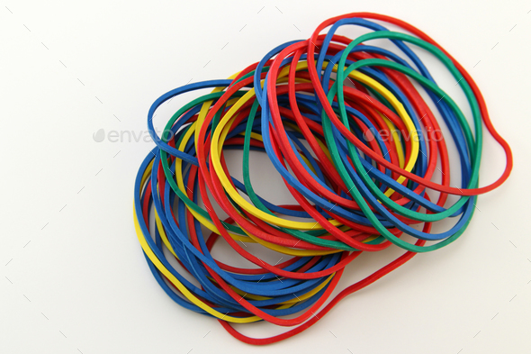 Colorful background rainbow colors rubber bands loom Stock Photo