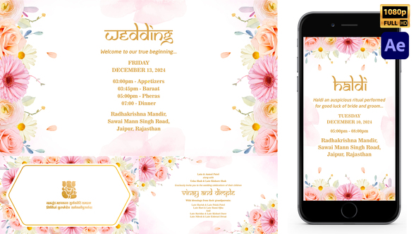 Indian Floral Wedding Invitation Style 02