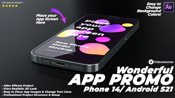 Wonderful App Promo and Website Promo - App Demonstration Video - 3d Phone 14 Mockup Kit