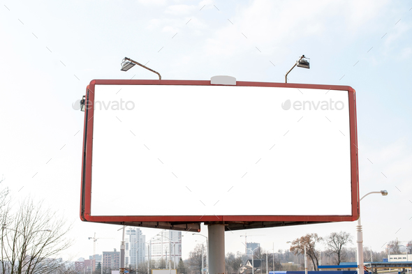 Outdoor billboard mockup, outdoor outdoor advertising poster. With clipping path on screen.