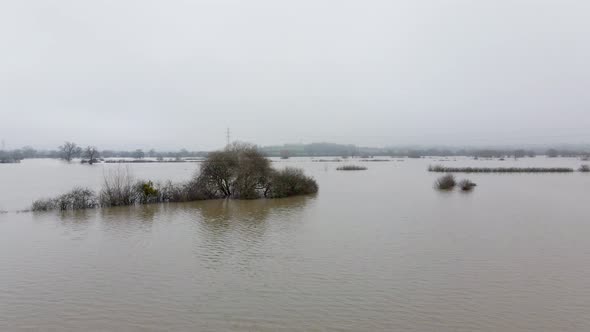 Flooding in the UK Showing Large Areas of the Countryside Flooded in the Winter alt