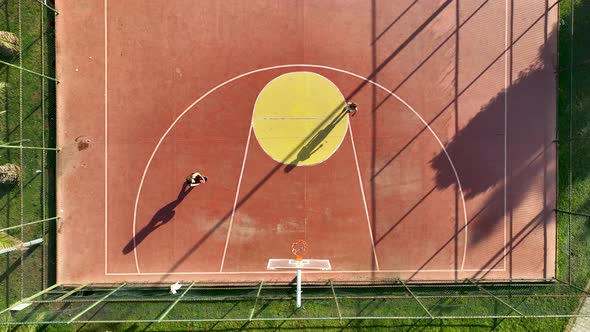 Morning Basketball court Aerial View 4 K Alanya Turkey alt