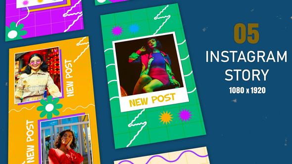 Funky Style Instagram Story Frames After Effects Template