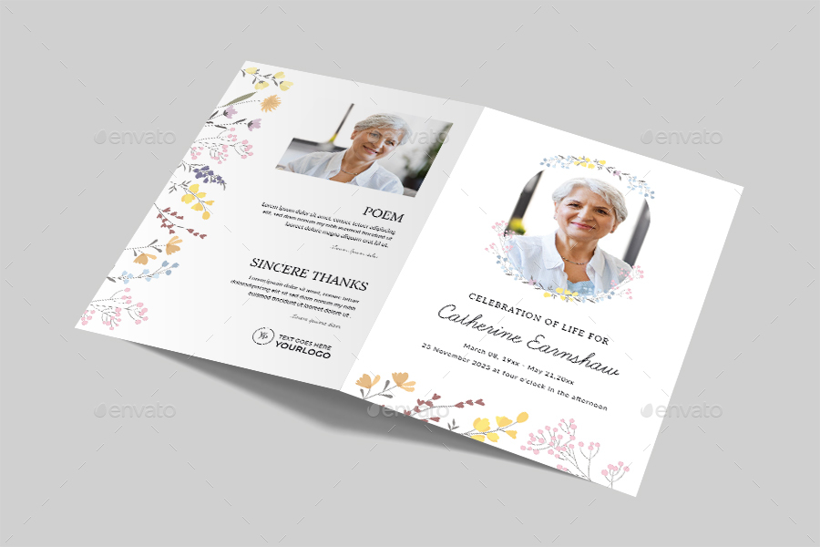 Floral Funeral Program Template, Print Templates | GraphicRiver