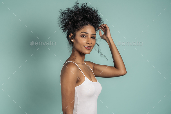 Pretty Hispanic Woman in Studio - Stock Photo - Images