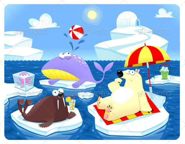Summer or Winter at the North Pole - Animals Characters