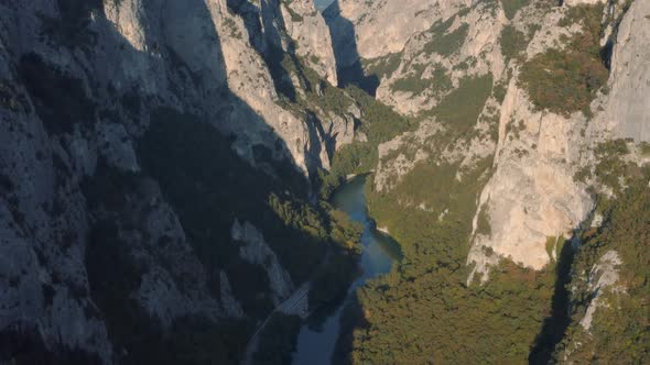 Flying over of Gola del Furlo, the best gorge in Italy, Marche 4K