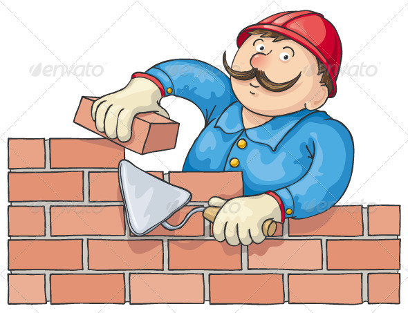 Bricklayer At Work - People Characters