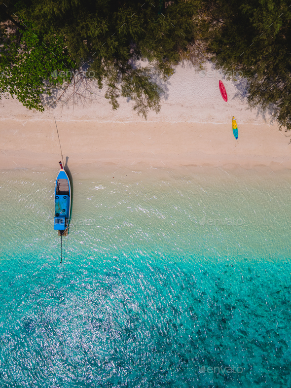 Koh Kradan Island With A White Tropical Beach And Turqouse Colored ...