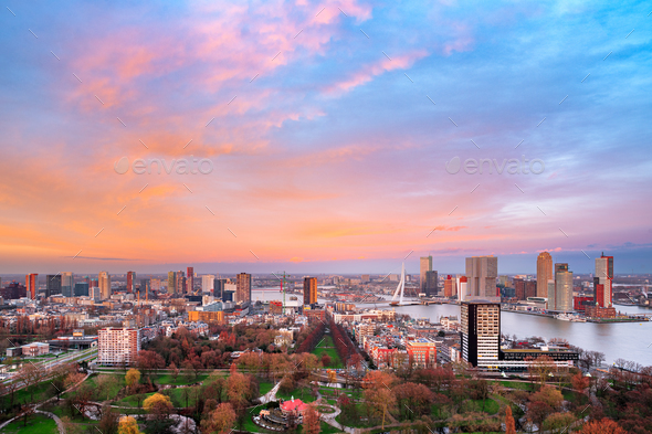Rotterdam, Netherlands, City Skyline Over the Nieuwe Maas River - Stock Photo - Images