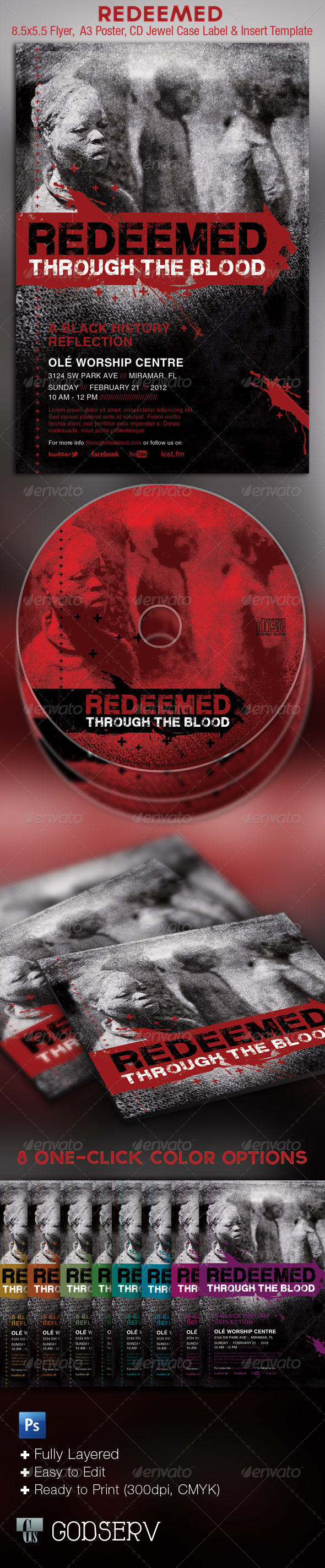 Redeemed Black History Flyer CD Template - Church Flyers