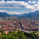 Beautiful view of Grenoble city and French Alps in summer from the Bastille Fortress. France - PhotoDune Item for Sale