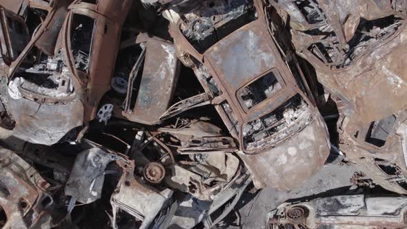 Wardestroyed Cars in Irpin Bucha District Ukraine alt