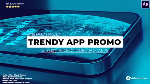 Trendy App Promo - 3d Mobile App Mockup Demonstration Video