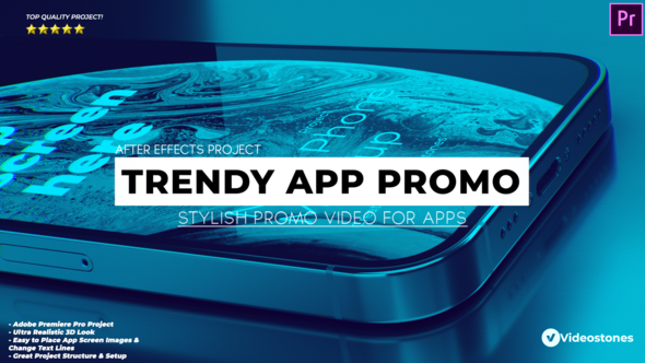 Trendy App Promo - 3d Mobile App Mockup Demonstration Video Premiere Pro