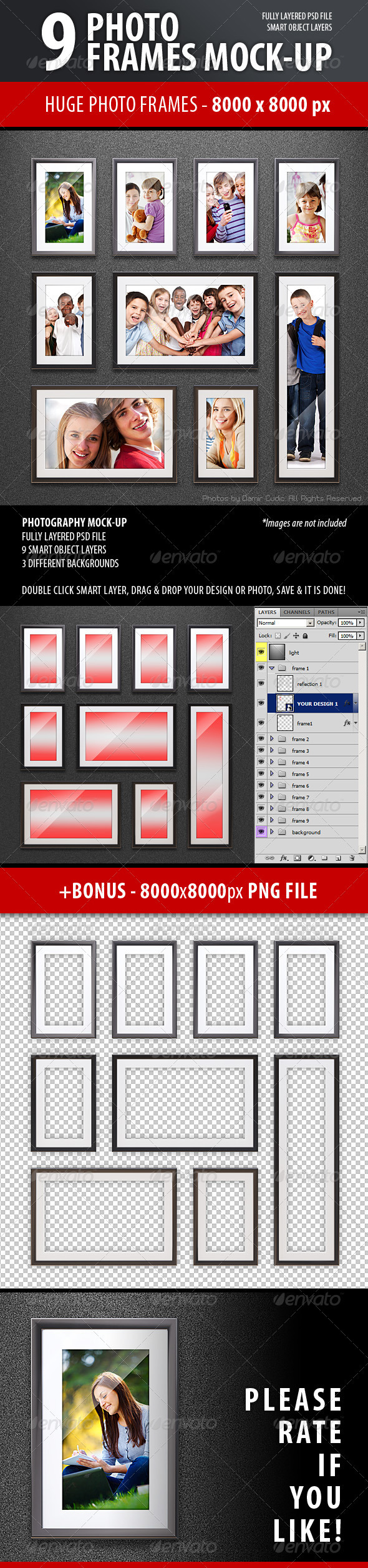 Photo Frames Mock-up - Photo Templates Graphics