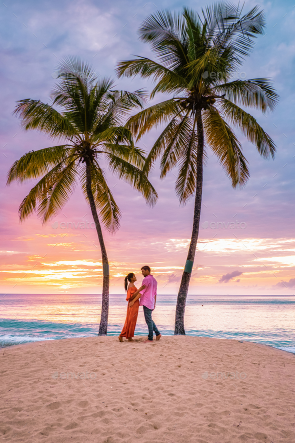 Saint Lucia Caribbean Island, couple on luxury vatation at the tropical ...