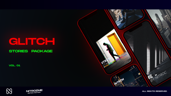 Glitch Stories Vol. 01 Video Displays template preview