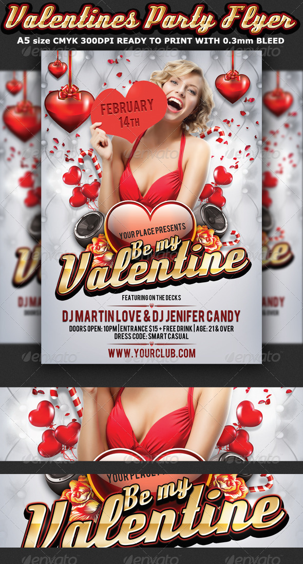Valentines Day Party Flyer Template - Clubs & Parties Events