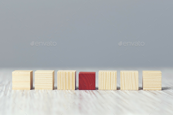 Wooden block. Concept of creative, logical thinking or problem solving.