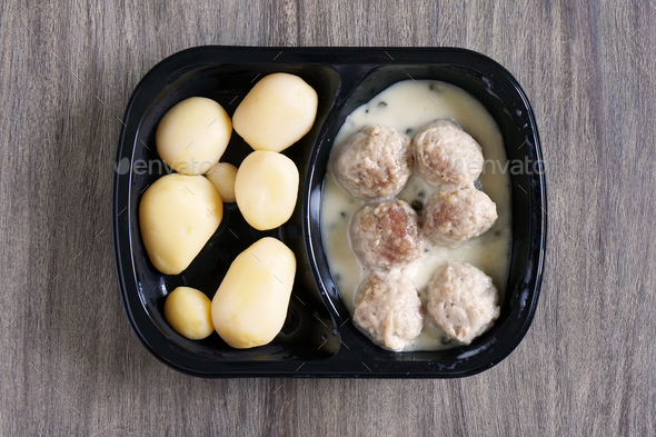 meatballs and potatoes microwavable instant ready meal or tv dinner