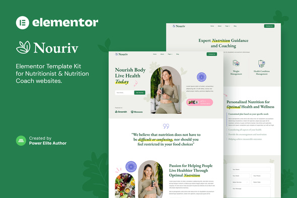 Nouriv – Nutrition Coach & Nutritionist Elementor Template Kit